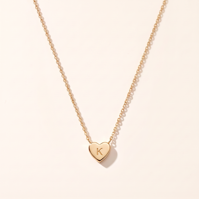 NESSA. Mini Heart Initials Necklace