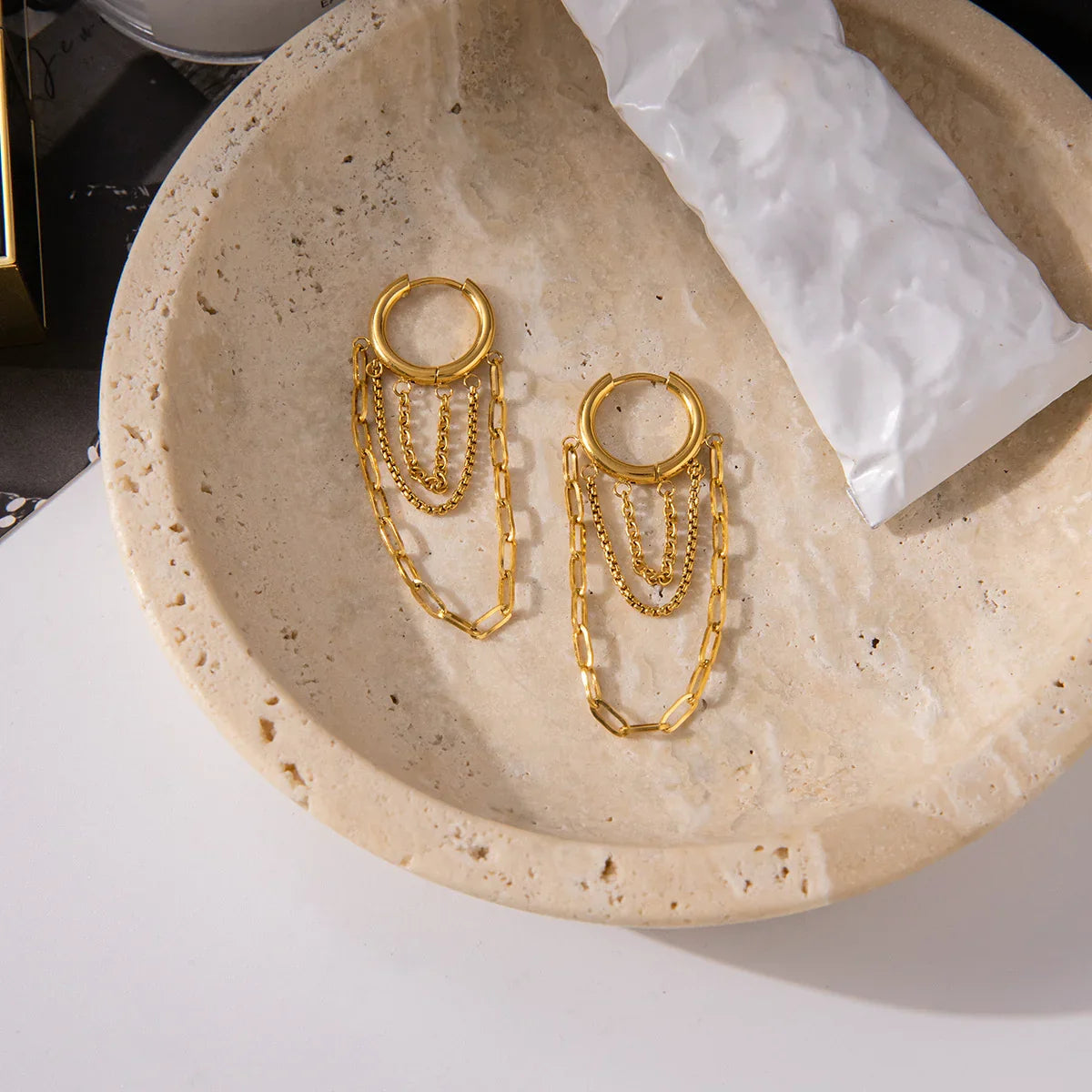 TEAGAN. Chain Hoop Earrings