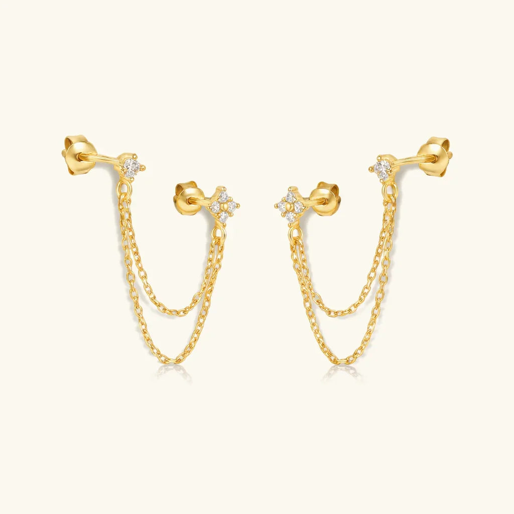 MARLOWE. Diamond Chain Stud Earrings