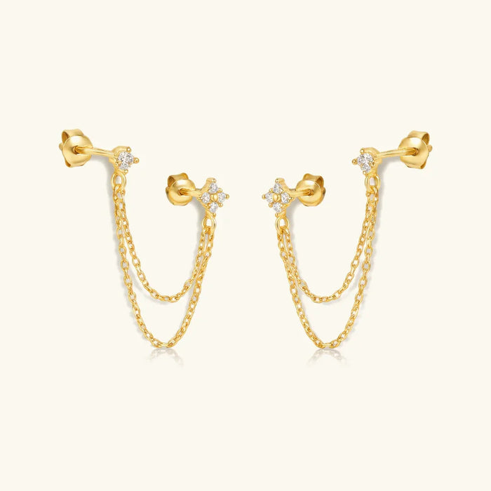 MARLOWE. Diamond Chain Stud Earrings