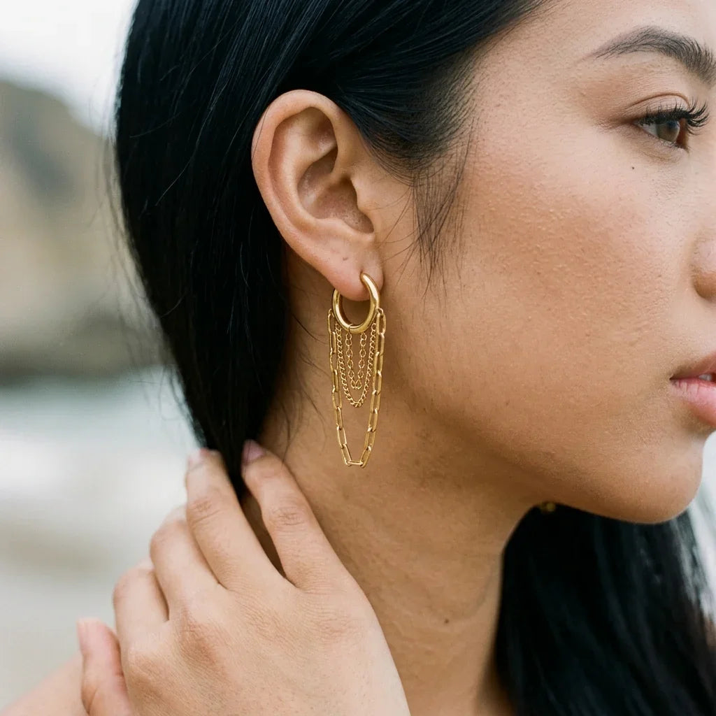 TEAGAN. Chain Hoop Earrings