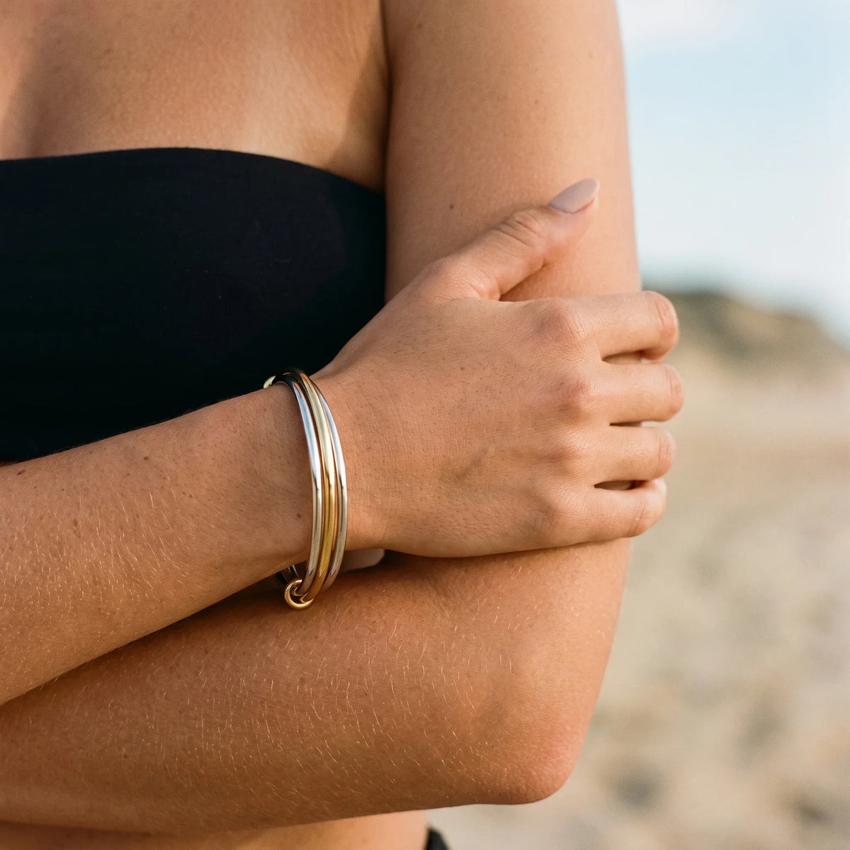 VIOLET. Two Tone Stacked Bangle