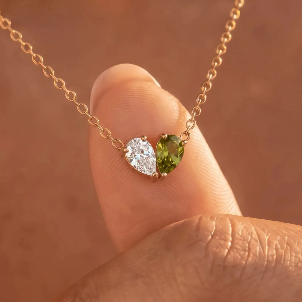 MILA. Double Birthstone Heart Necklace