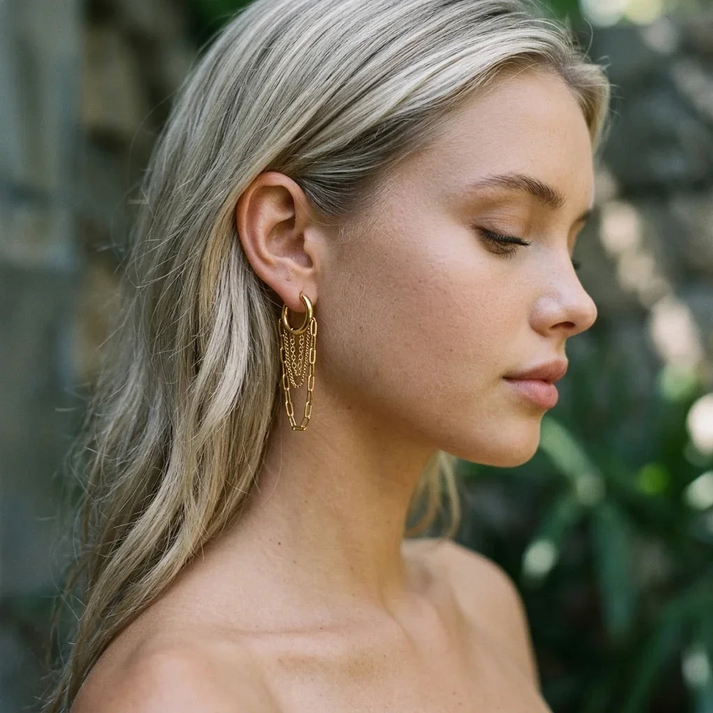 TEAGAN. Chain Hoop Earrings