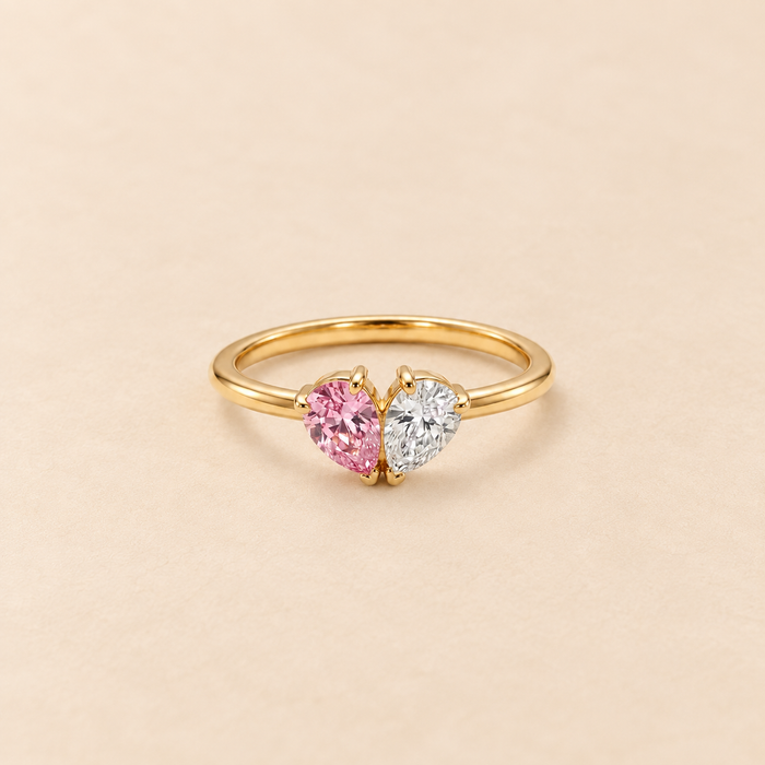 NOA. Double Birthstone Heart Ring