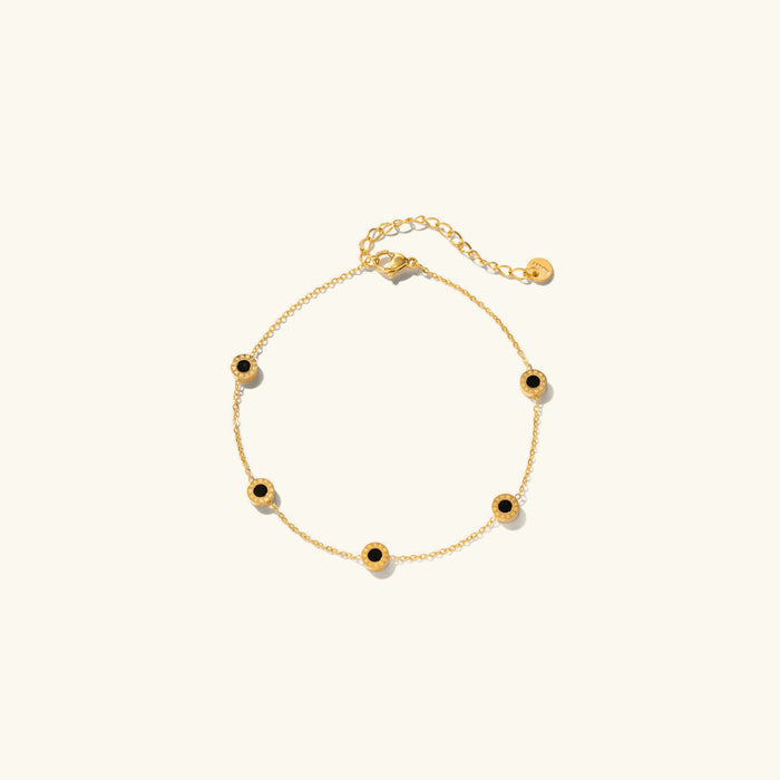 ASTRID. Pearl & Onyx Anklet