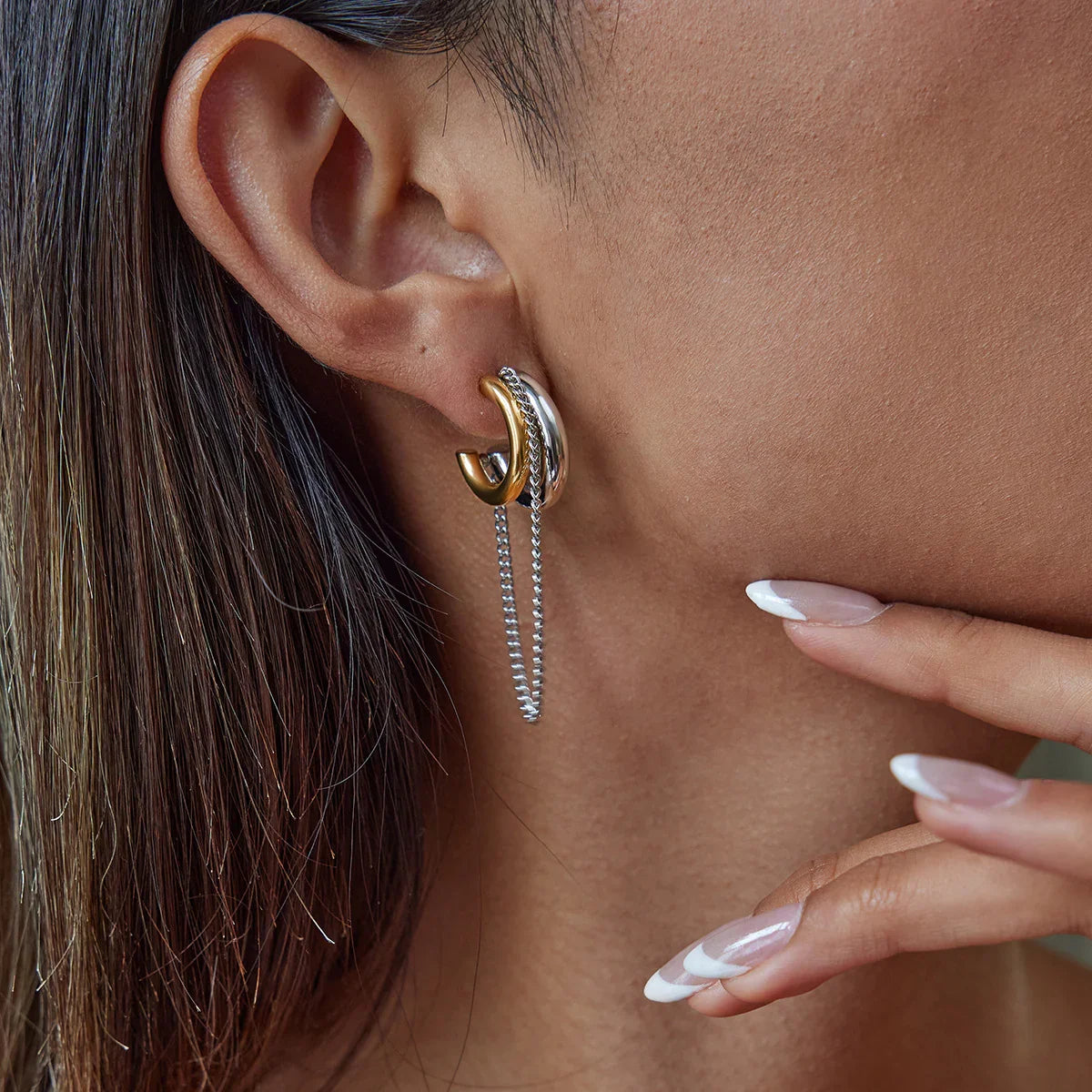 MABEL. Chain Hoop Earrings