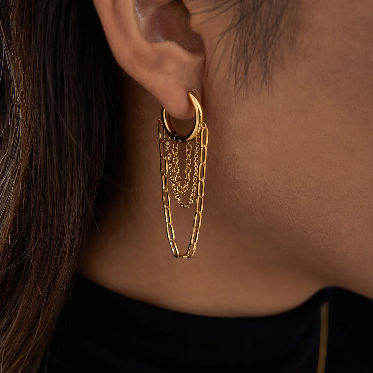TEAGAN. Chain Hoop Earrings