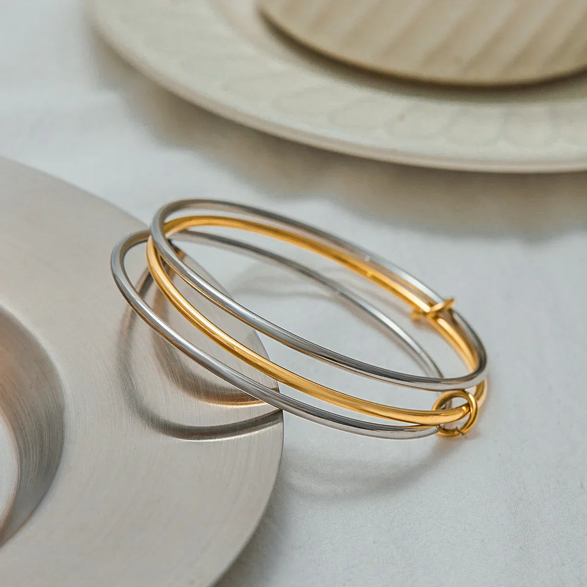 VIOLET. Two Tone Stacked Bangle