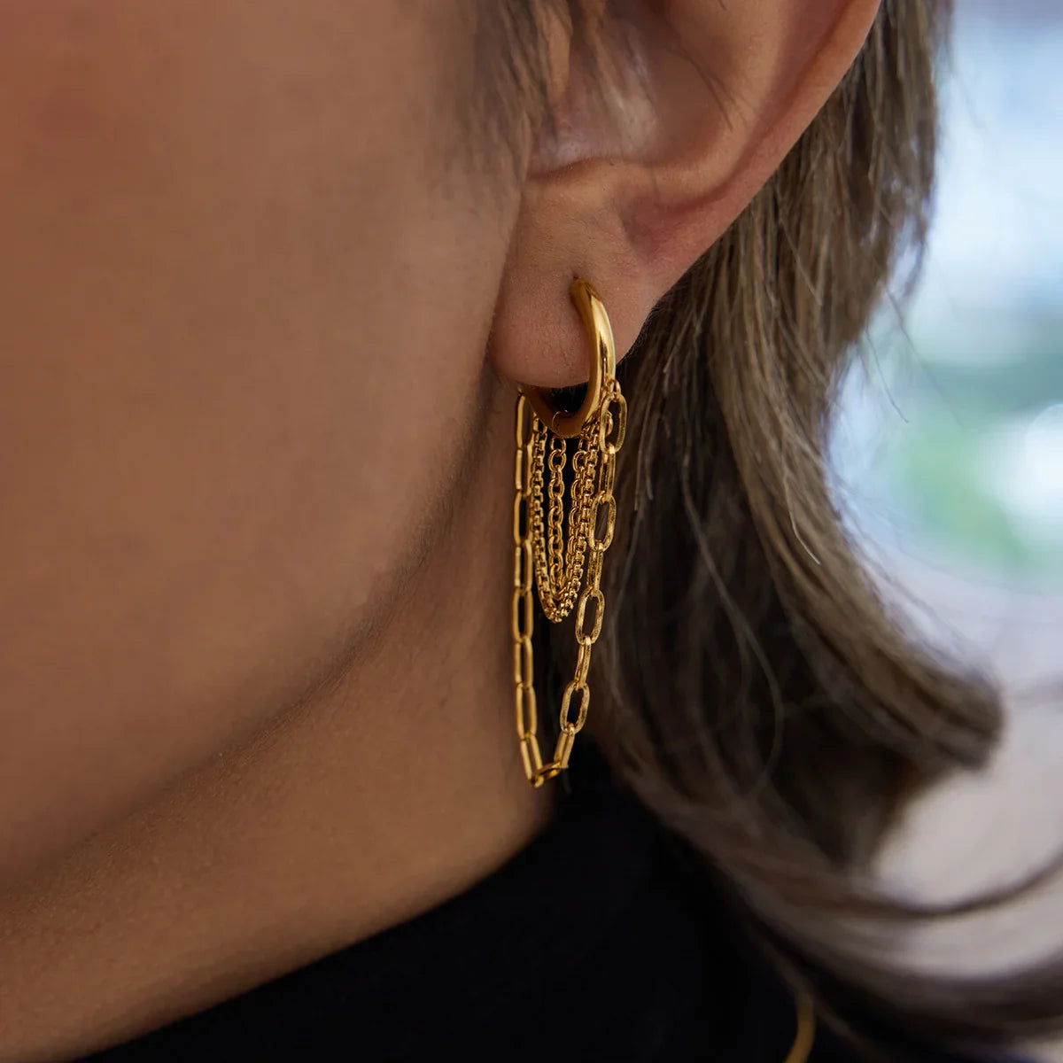 TEAGAN. Chain Hoop Earrings
