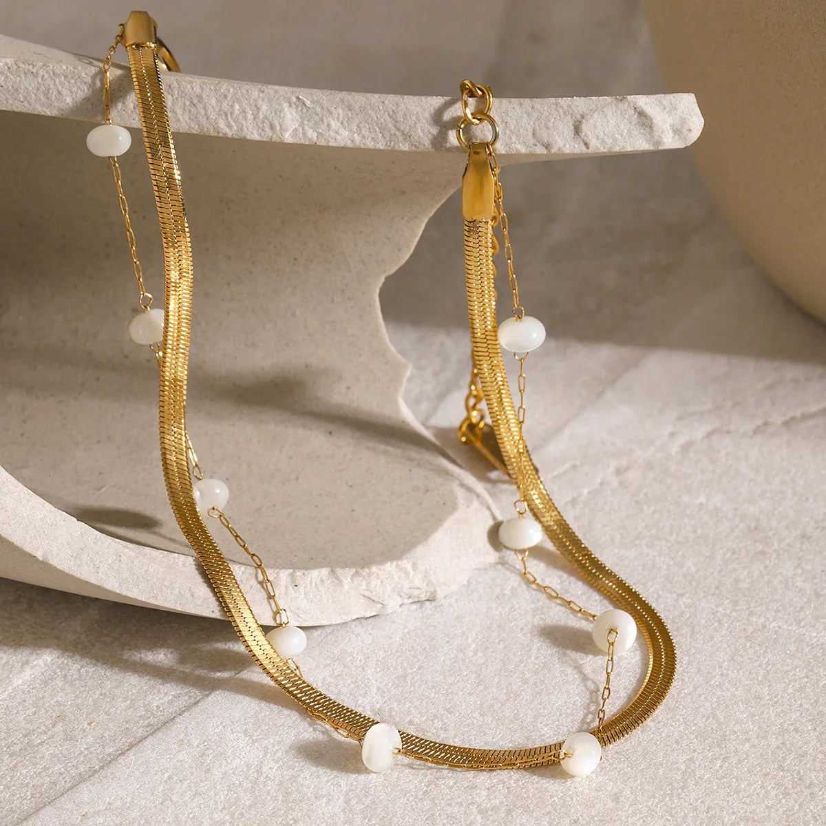NIAMH. Double Chain Pearl Anklet