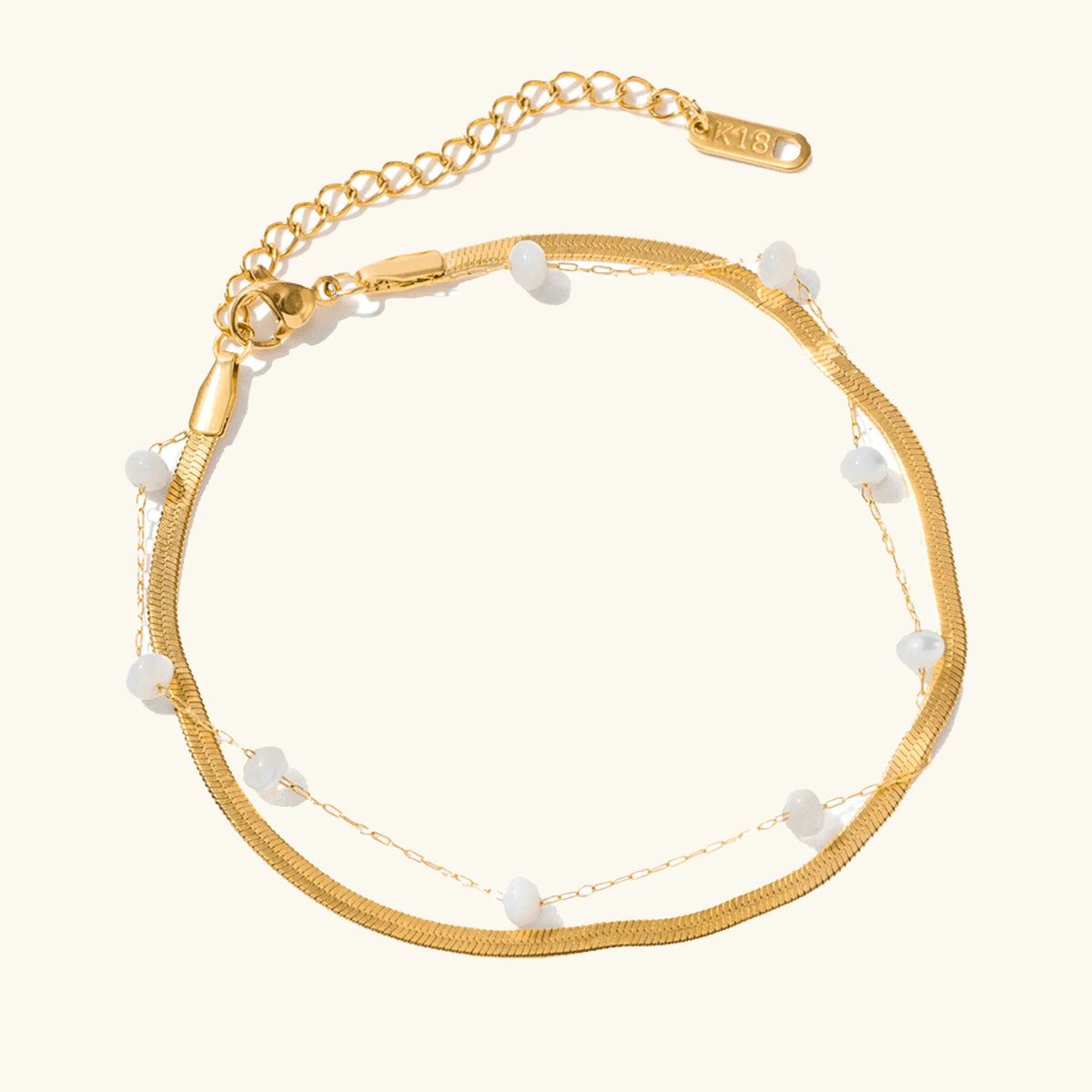 NIAMH. Double Chain Pearl Anklet