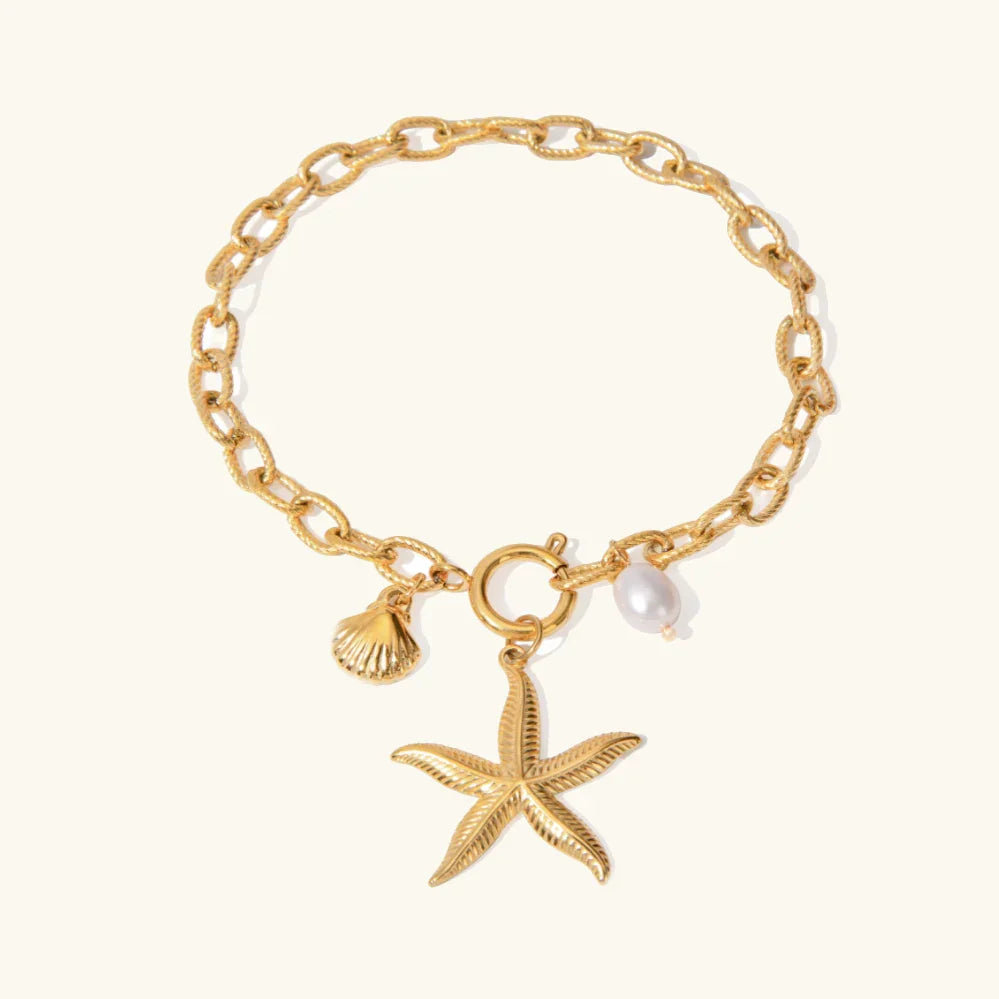 SASHA. Starfish & Pearl Bracelet