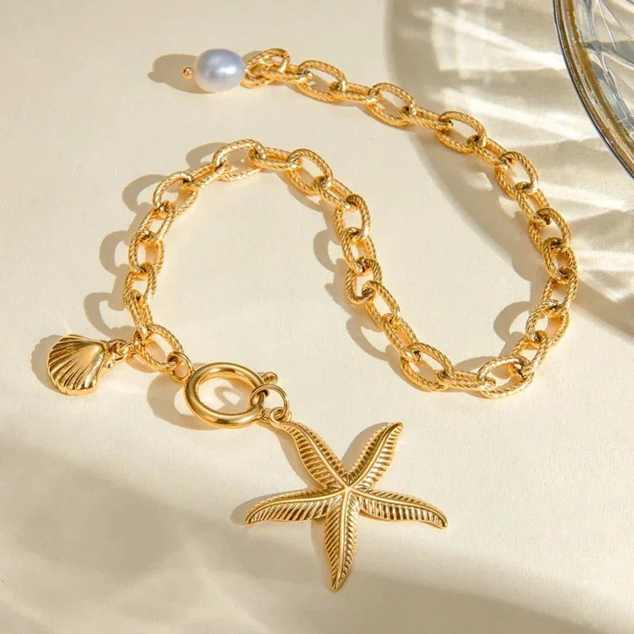 SASHA. Starfish & Pearl Bracelet