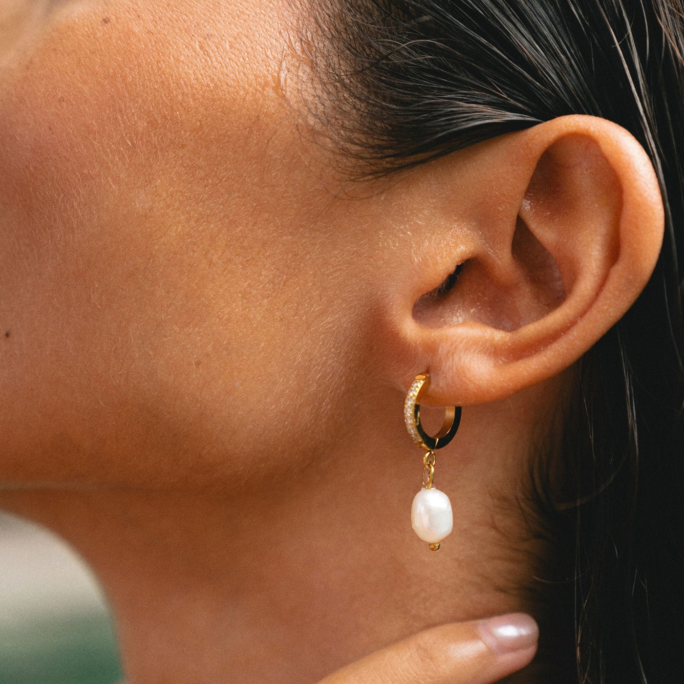 IONA. Freshwater Pearl Hoop Earrings