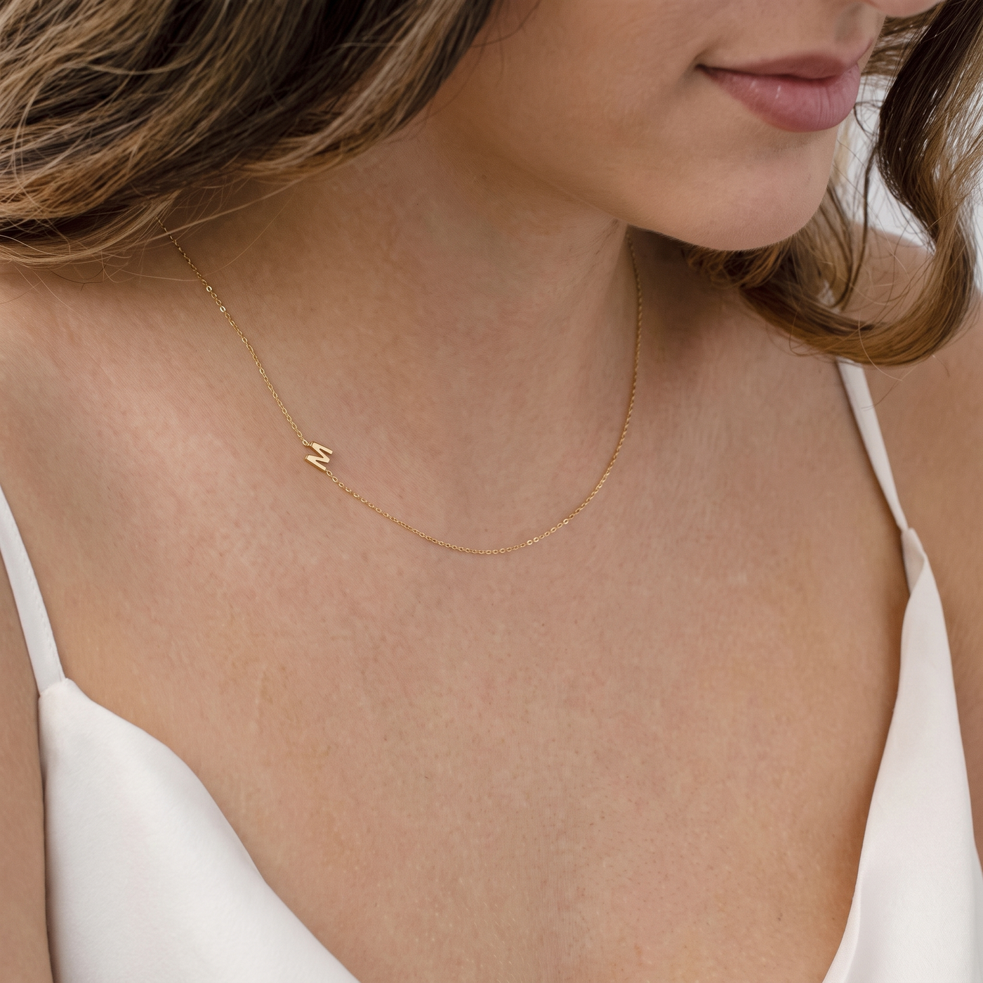 SAOIRSE. Side Initial Necklace