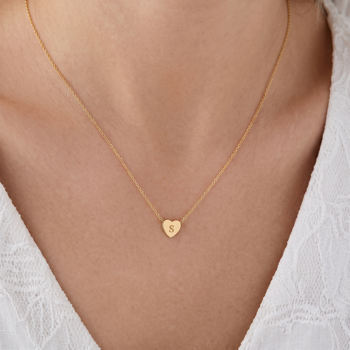 NESSA. Mini Heart Initials Necklace