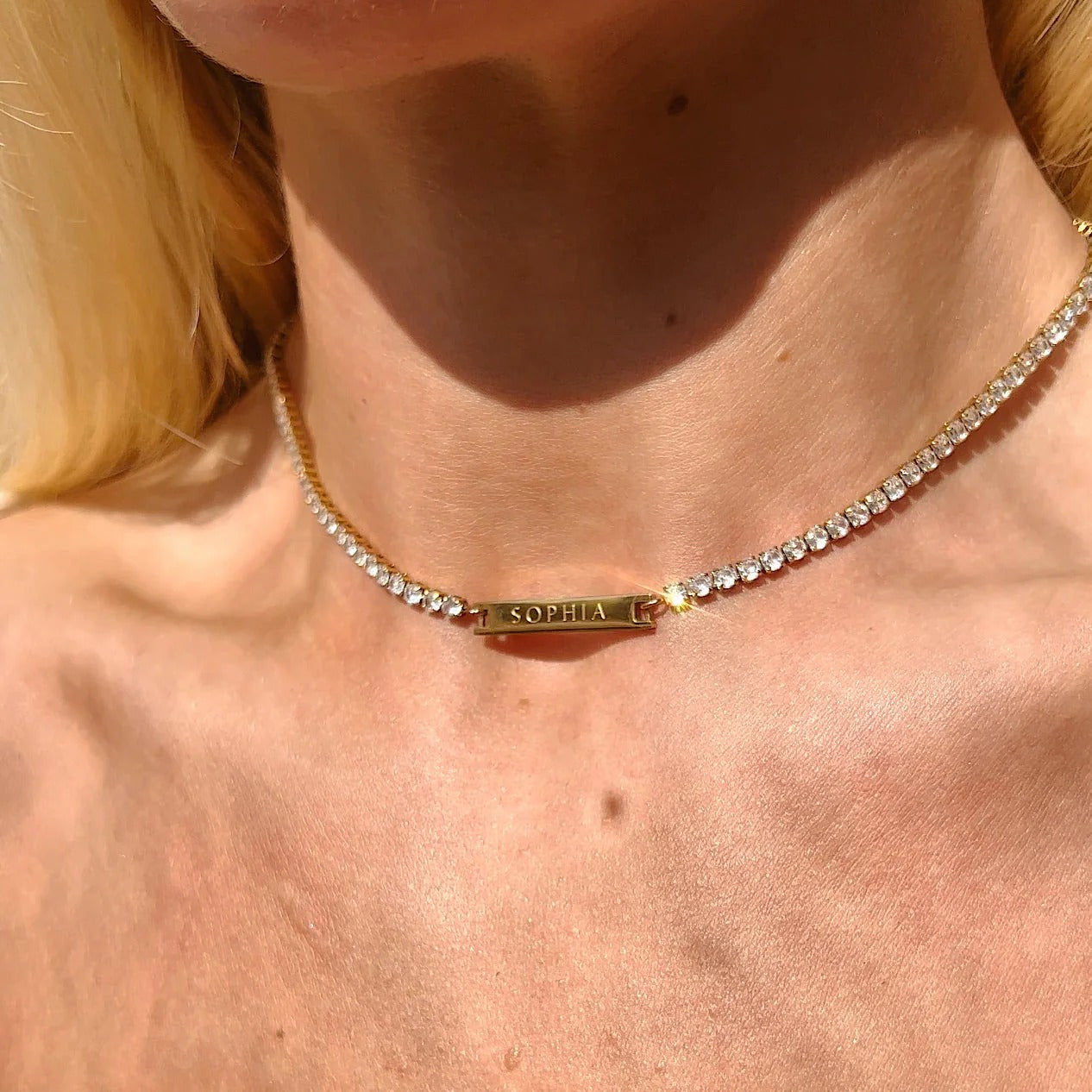 LEXIE. Engravable Tennis Necklace