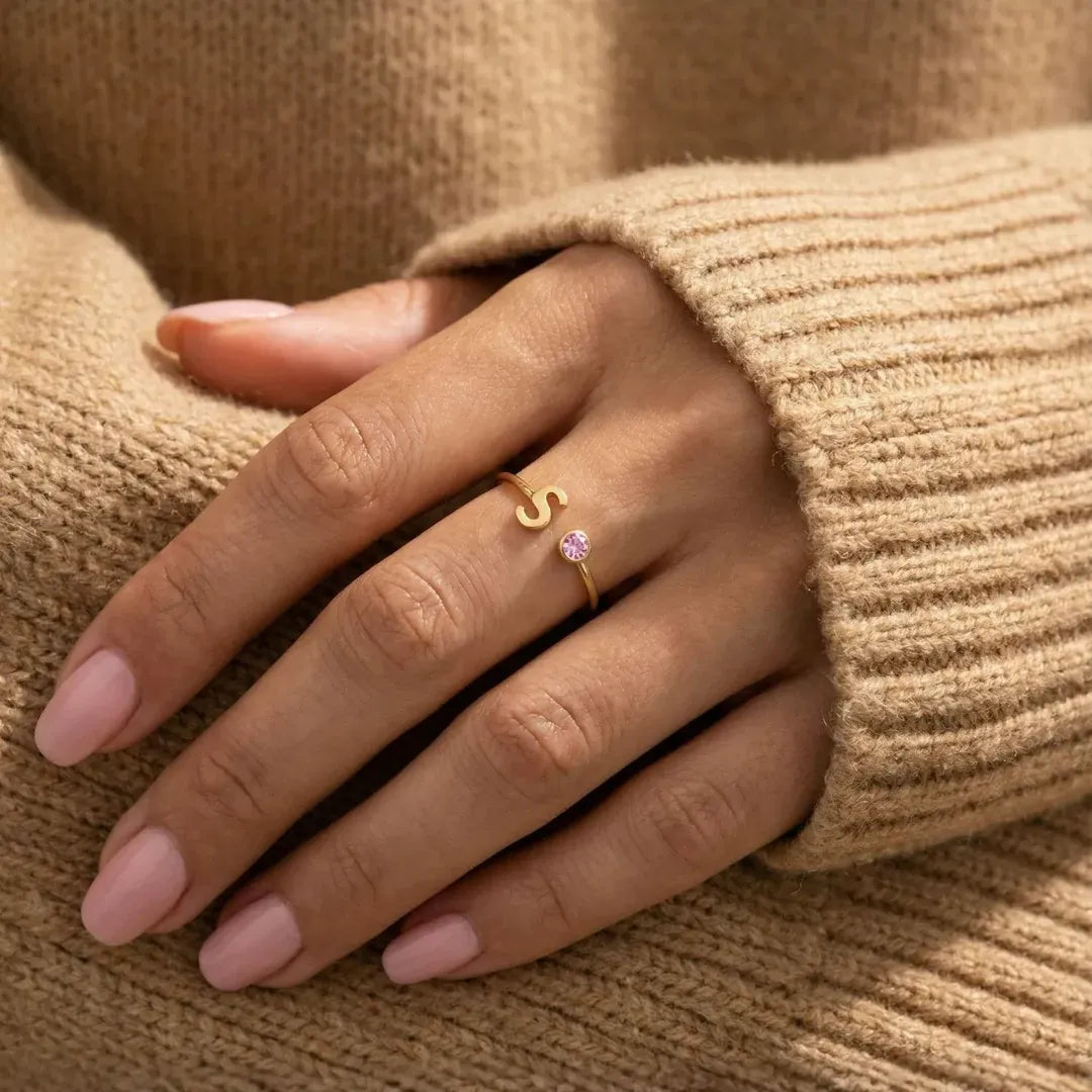 ARIA. Initial Birthstone Ring