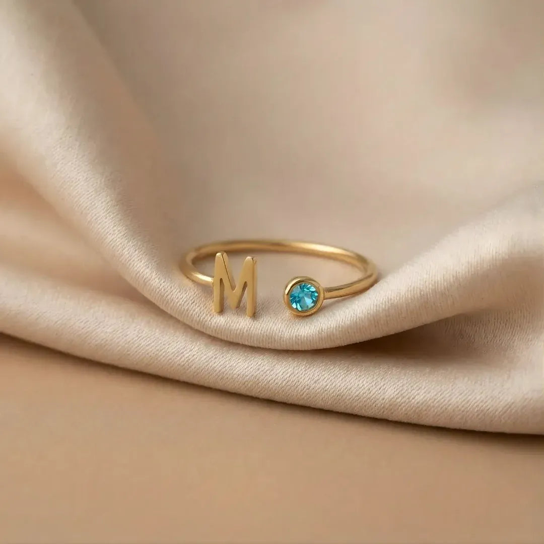 ARIA. Initial Birthstone Ring