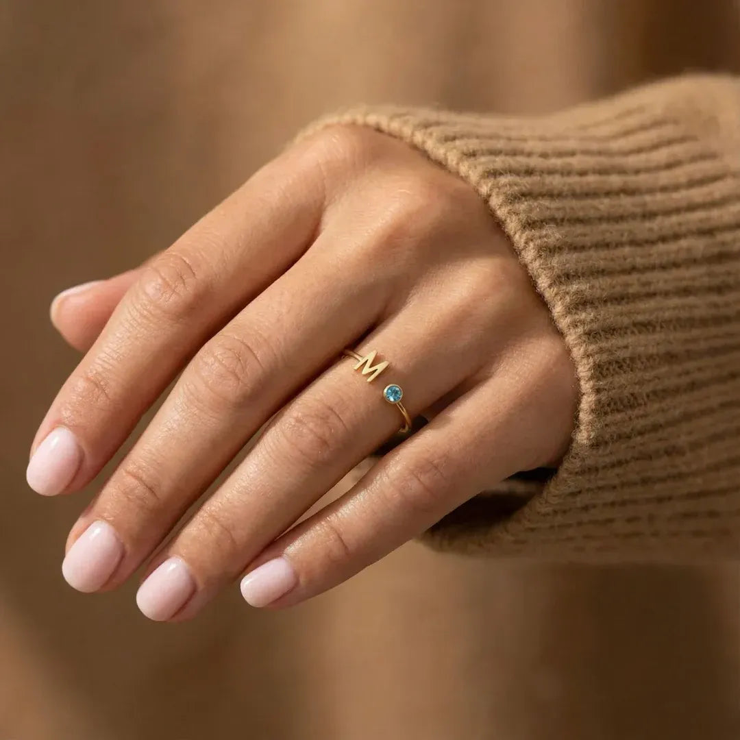 ARIA. Initial Birthstone Ring