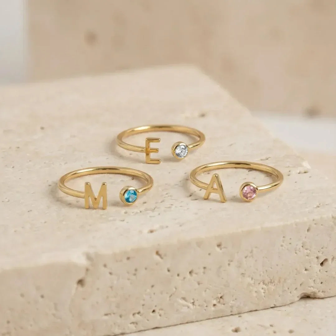 ARIA. Initial Birthstone Ring