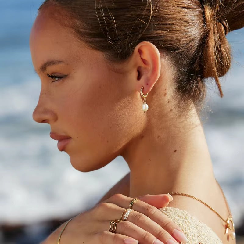 IONA. Freshwater Pearl Hoop Earrings
