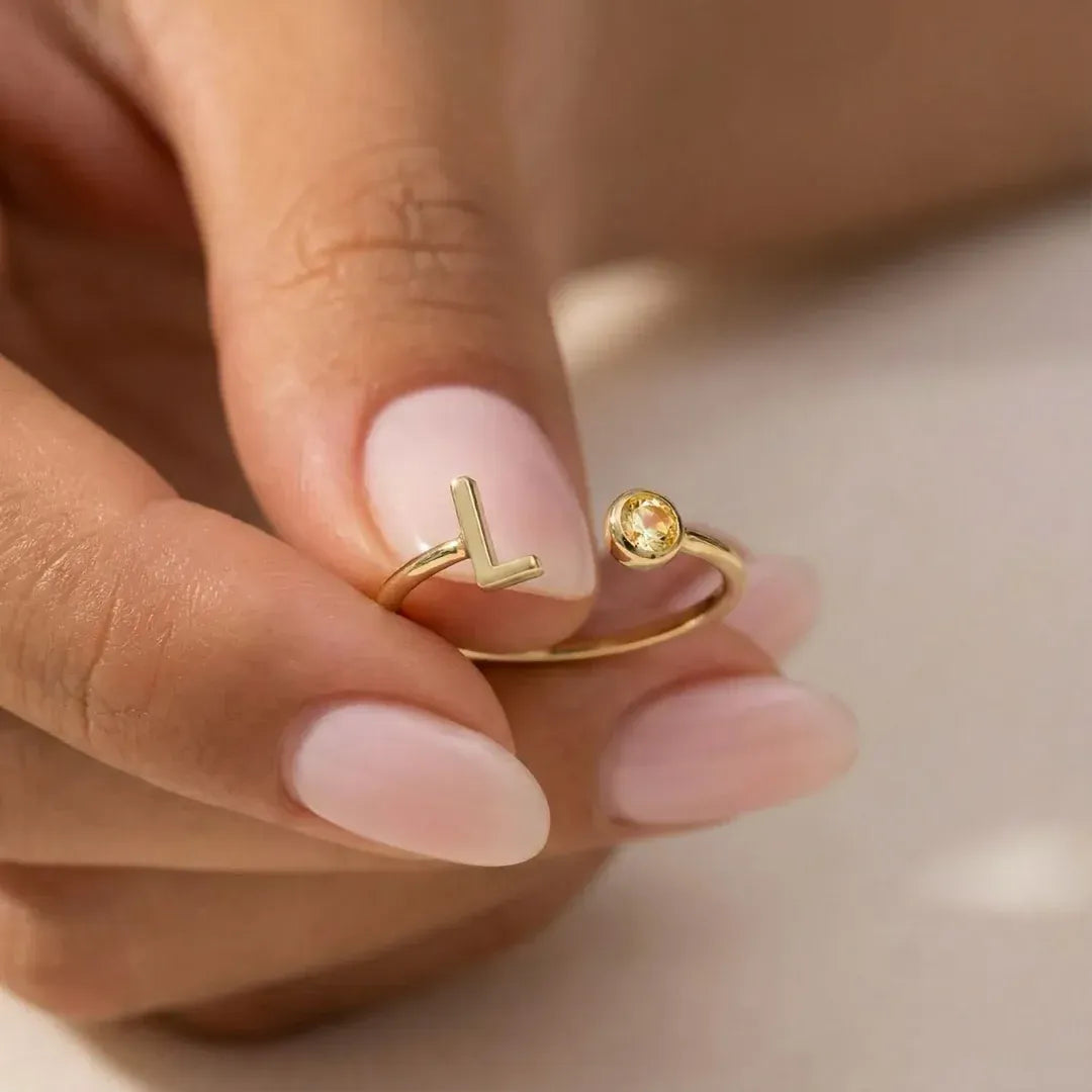 ARIA. Initial Birthstone Ring