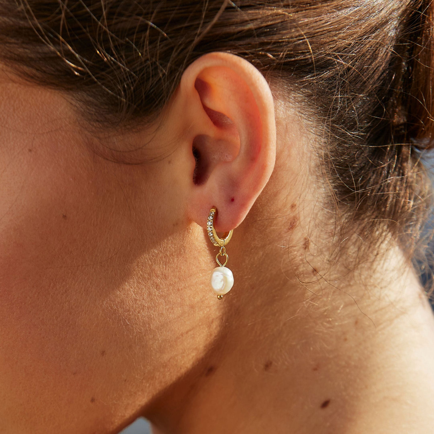 IONA. Freshwater Pearl Hoop Earrings
